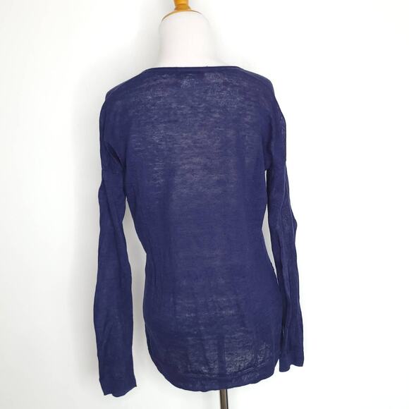 Lilly Pulitzer Liesel Sweater Linen Navy Lightweight Button Sides Women Small - Picture 4 of 13